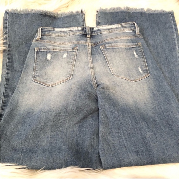 NWT Risen x Freckled Poppy Button Down Wide Leg Jeans Distressed Hem - Picture 6 of 10